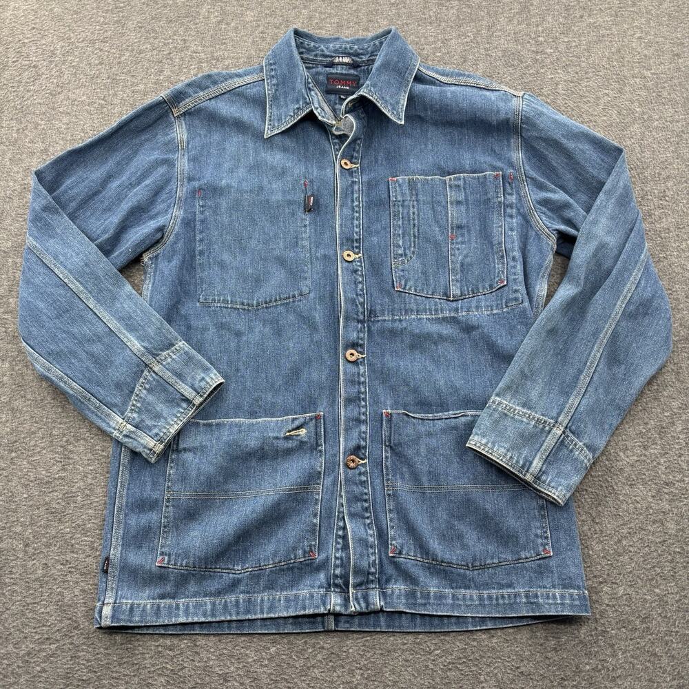 Vintage Tommy Jeans Hilfiger Jacket Mens Large Blue Denim Barn Chore Coat Y2K XL